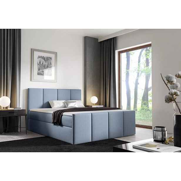 Postel s matrací a roštem LOLA - 160x220, světle modrá + topper ZDARMA