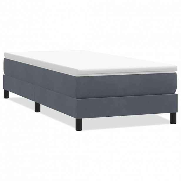 vidaXL Postel Box Spring bez matrace tmavě šedá 90x220 cm samet