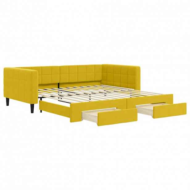 vidaXL Válenda s přistýlkou a zásuvkami žlutá 100 x 200 cm samet