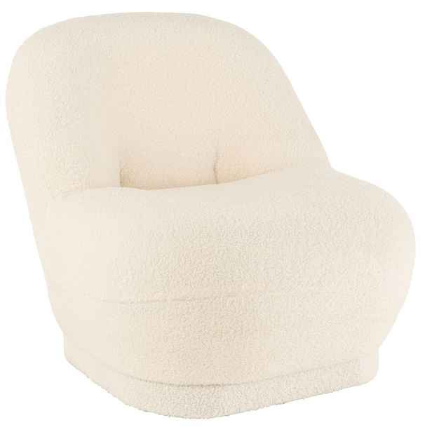 Bílá kulatá stolička/ křesílko s opěrkou Teddy Bouclé White - 78*88*72 cm J-Line by Jolipa