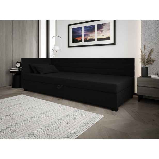 Čalouněná postel 80x195 KASANDRA PLUS 1 s úložným prostorem - černá