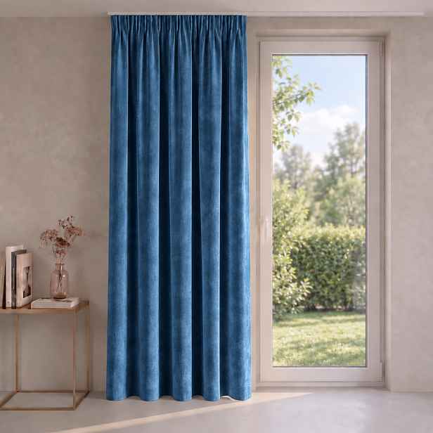 Dekorační závěs Velvet ESTER modrý s řasící páskou 140x270 cm