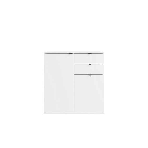 MASSENO KOMODA METRIX, 80/82,5/35 cm s 2 zásuvkami a 2 dvířky, bílá