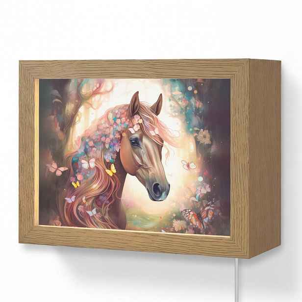 OnlyWow NÁSTĚNNÁ LAMPA Kůň - Příroda - Květiny - Motýli - Les 20x15 cm