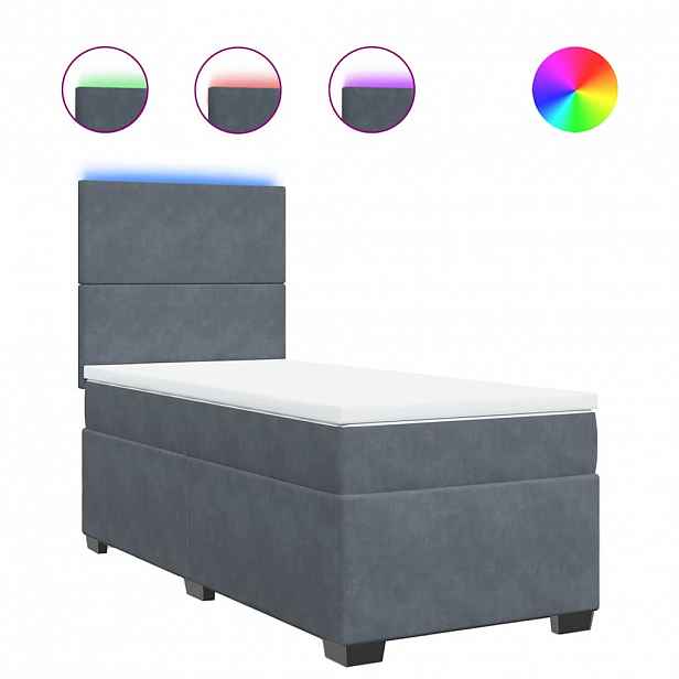 vidaXL Box spring postel s matrací tmavě šedá 90x200 cm samet