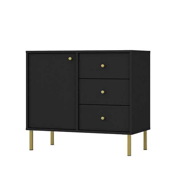 MASSENO KOMODA TORINO, 84/74/41 cm se 3 zásuvkami, počet dvířek: 1, grafitová