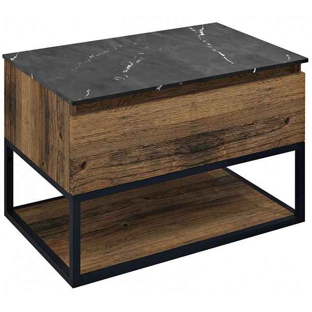 Sapho Skara - Umyvadlová skříňka 80x50x45 cm, 1 zásuvka, matná černá/dub Collingwood CG008-1919