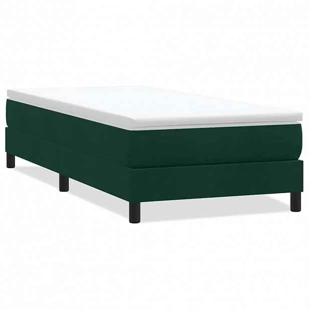 vidaXL Postel Box Spring bez matrace tmavě zelená 90x220 cm samet