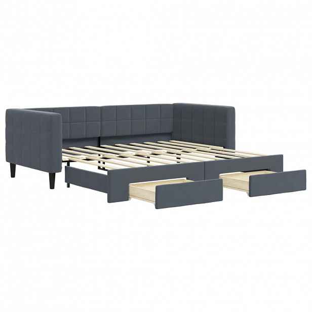 vidaXL Válenda s přistýlkou a zásuvkami tmavě šedá 90 x 190 cm samet