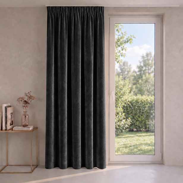 Dekorační závěs Velvet ESTER černý s řasící páskou 140x270 cm