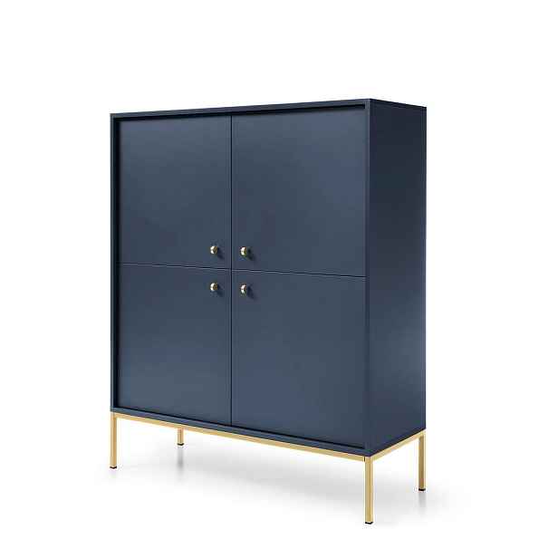 MASSENO VYSOKÁ KOMODA MONDO, 104/125/39 cm 4 dvířky, modrá