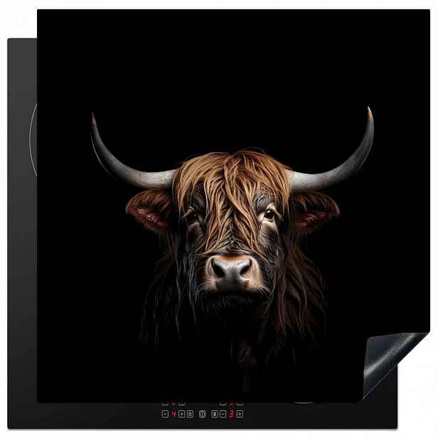 MuchoWow KRYT NA INDUKČNÍ DESKU Skotský horal - Portrét - Černá - Zvíře 78x78 cm