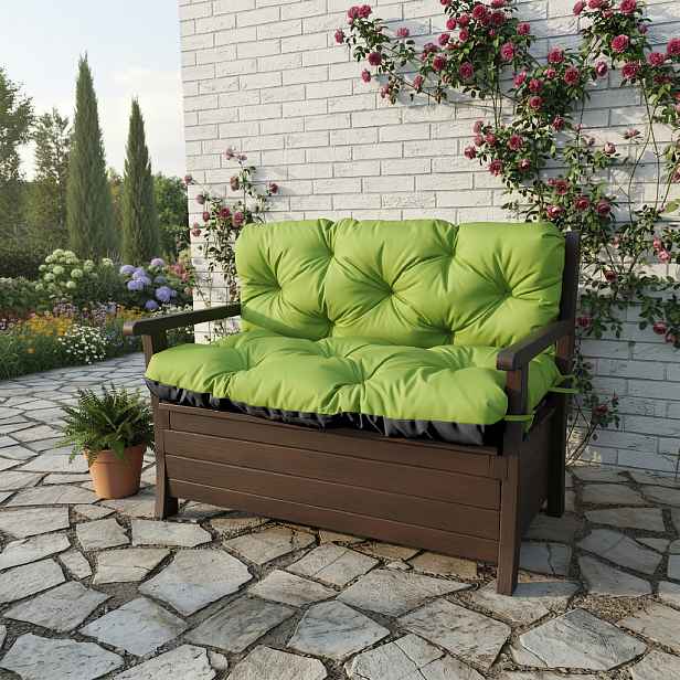 Prošívané sezení JONAS color 19 LIMONKA různé rozměry, polstr na zahradní lavici - sedák s opěrkou, Mybesthome Rozměr: 200x60x50 cm