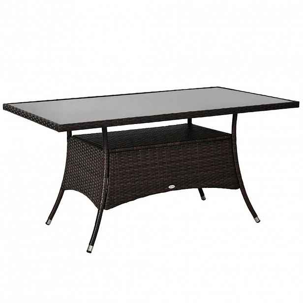 Redom ZAHRADNÍ stůl 150/85/74 cm pro vnitřní i venkovní použití s bezpečnostním sklem, Hnědá