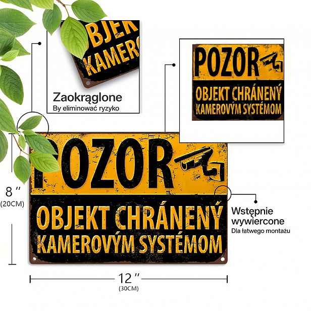 TEMU 2D Plochá, 1 ks Odolná Kovová CCTV Varovná Tabule - Retro Bezpečnostní Kamera, Nerezová, Odolná vůči Počasí, Vhodná pro Domácnost, Podnikání,