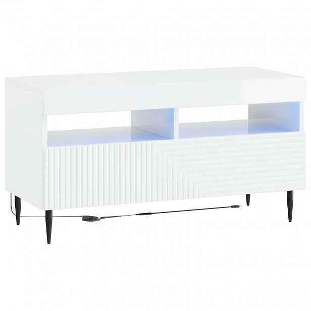 vidaXL LED TV skříň HAARLEM 81 x 35 x 43 cm Bílá s vysokým leskem
