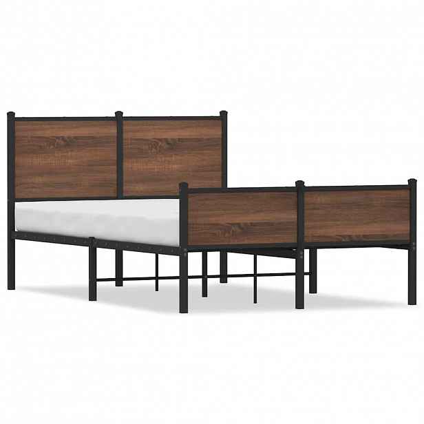 vidaXL Kovový rám postele bez matrace hnědý dub 120 x 200 cm