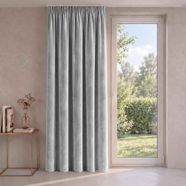 Dekorační závěs Velvet ESTER stříbrný s řasící páskou 140x270 cm