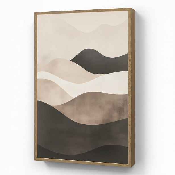 OnlyWow NÁSTĚNNÁ LAMPA S AKUMULÁTOREM Abstraktní - Krajina - Vlny - Krémová barva 60x90 cm