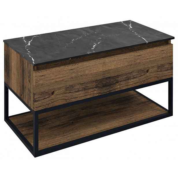 Sapho Skara - Umyvadlová skříňka 90x50x45 cm, 1 zásuvka, matná černá/dub Collingwood CG006-1919