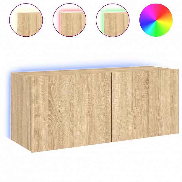 vidaXL Nástěnná TV skříňka s LED osvětlením dub sonoma 100x35x41 cm