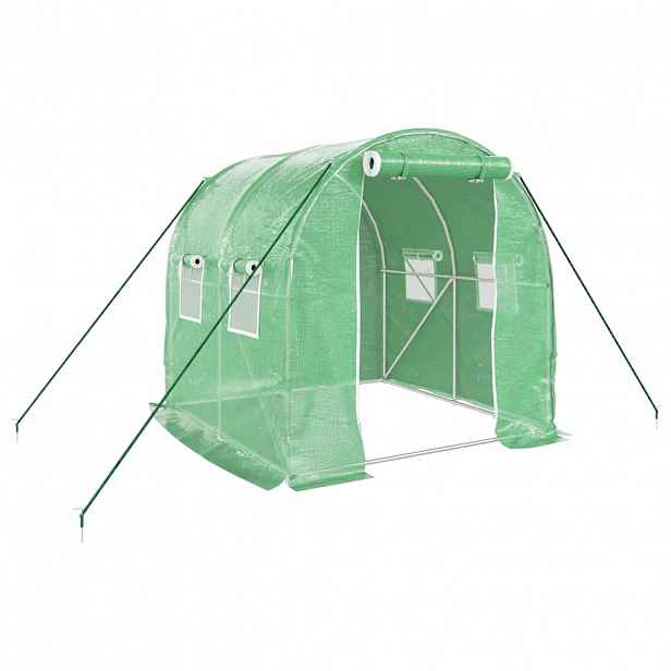 vidaXL Skleník s ocelovým rámem zelený 4 m² 2 x 2 x 2 m