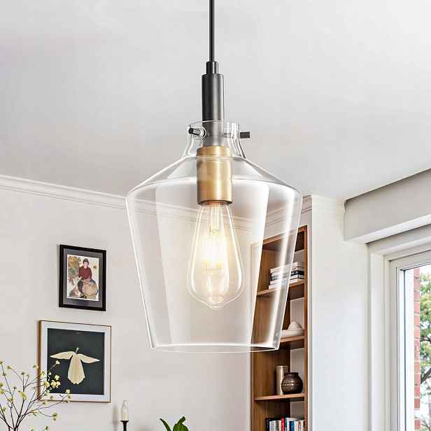 Závěsná skleněná lampa v rustikálním stylu do jídelny, kuchyně, obývacího pokoje