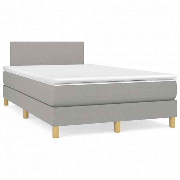 vidaXL Box spring postel s matrací světle šedá 120 x 200 cm textil