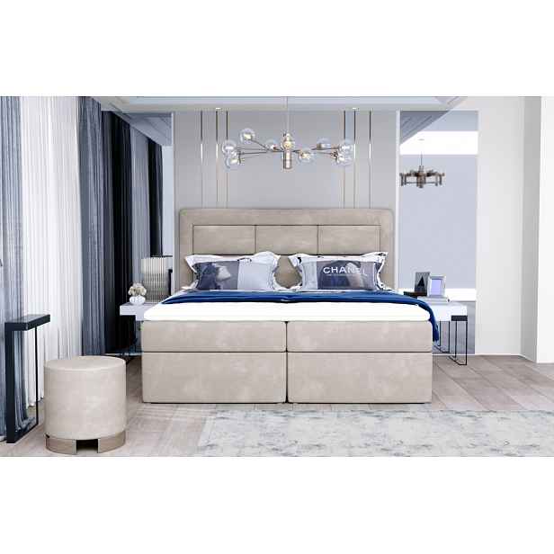 Boxspring KORBELA 19 180x200, středně šedá látka