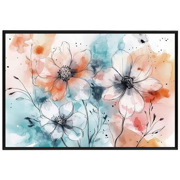 Plakát Rámeček Hliníková Grafika Kresba Příroda Květiny Jaro Léto 60x40