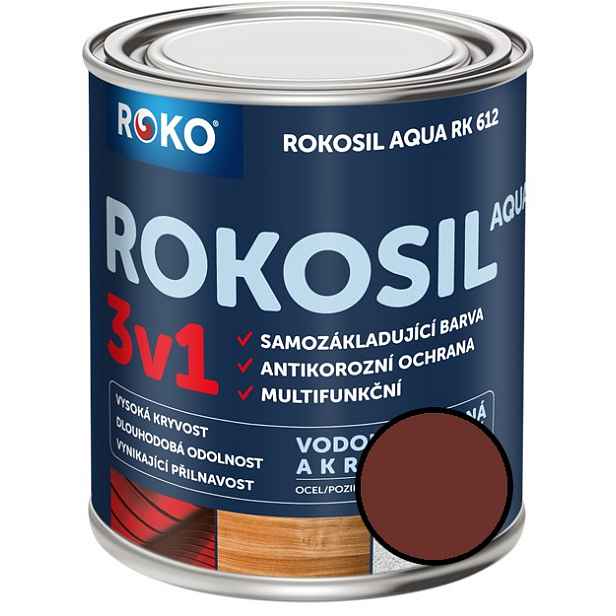 Barva samozákladující Rokosil Aqua 3v1 RK 612 8440 červenohnědá, 0,6 l