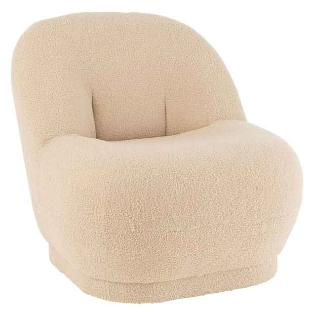 Béžová kulatá stolička/ křesílko s opěrkou Teddy Bouclé Beige - 78*88*72 cm J-Line by Jolipa