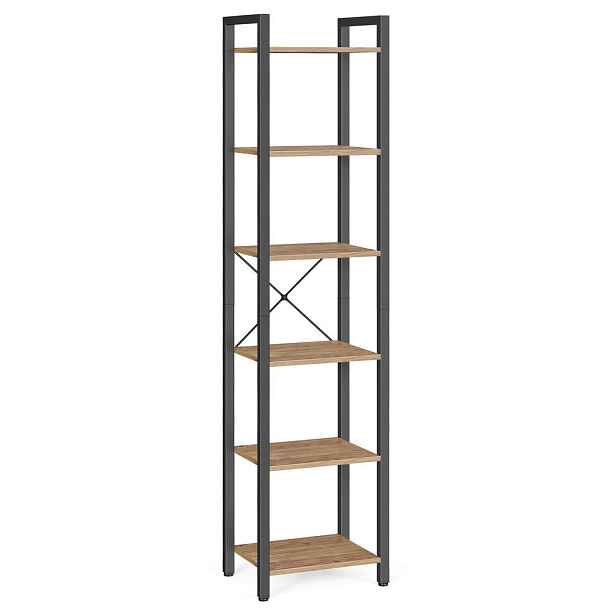 Boxxx REGÁL, černá, barvy vlašských ořechů, ocel, 40/186/30 cm