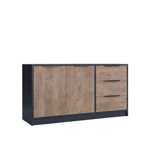 MASSENO KOMODA SION, 138/81/41 cm se 3 zásuvkami a 2 dvířky, černá