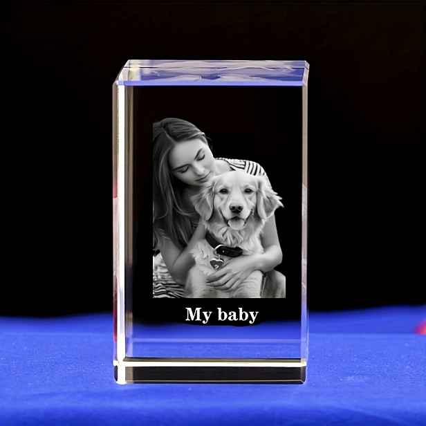 TEMU 1 ks Křišťálové Sklo Obdélníkový Laserem Gravírovaný Ornament, Dekorace do Ložnice Obývacího Pokoje Kanceláře Domova, Soška, Personalizovaná