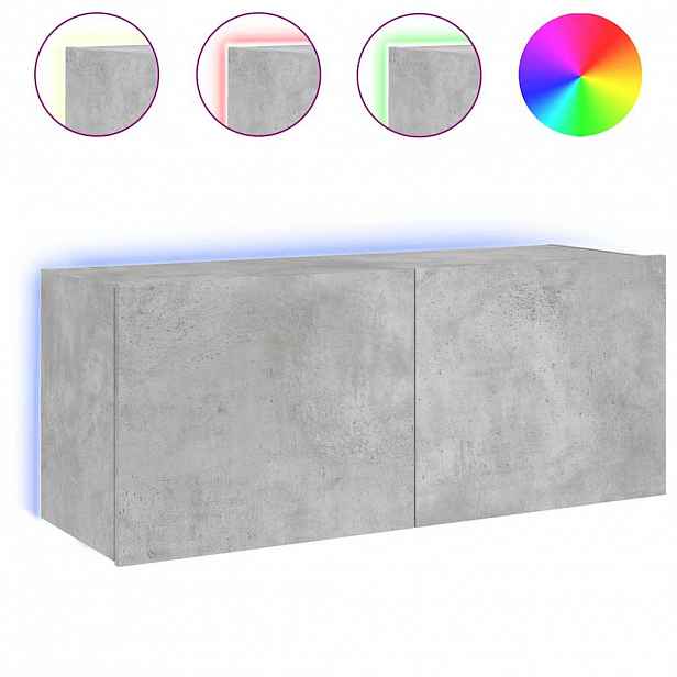 vidaXL Nástěnná TV skříňka s LED osvětlením betonově šedá 100x35x41 cm