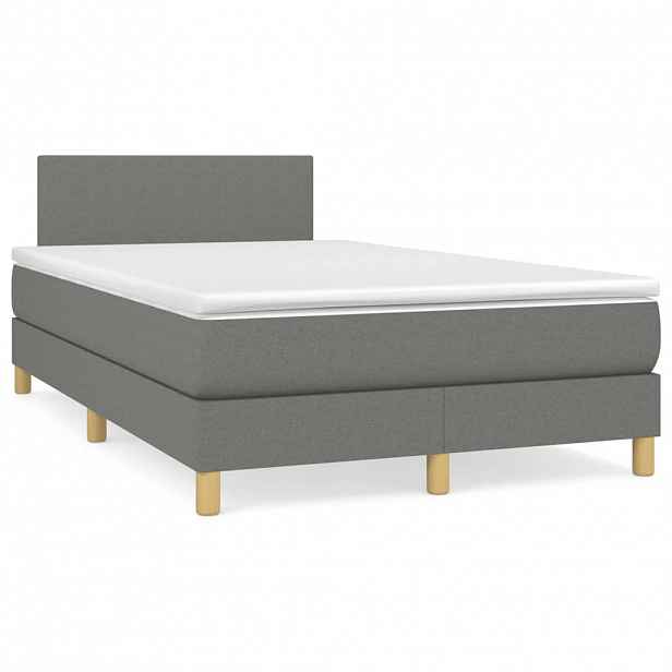 vidaXL Box spring postel s matrací tmavě šedá 120x200 cm textil