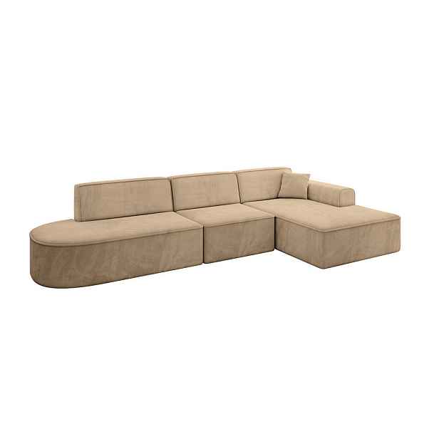 ALTDECOR ROHOVÁ SEDAČKA s otomanem, pravá IREA-L2-v3 327x165x77 Béžová Velur