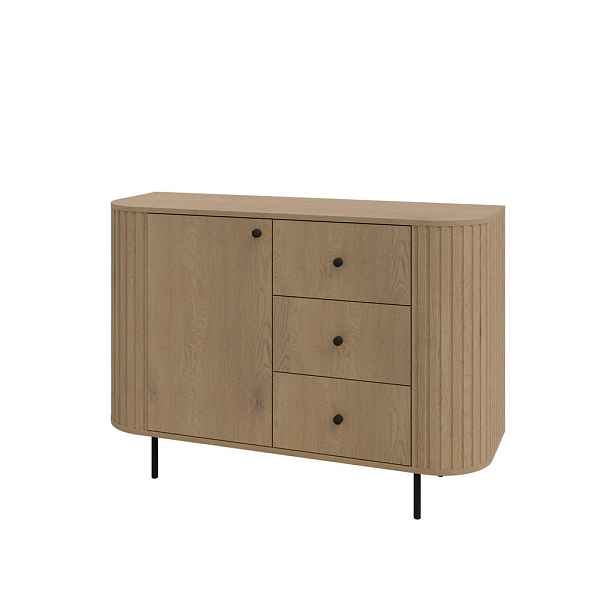 MASSENO KOMODA BOLLA, 123/85,4/42,3 cm se 3 zásuvkami, počet dvířek: 1, dekor dub