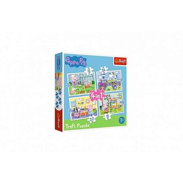 Trefl Puzzle Prasátko Peppa: Vzpomínky na prázdniny 4v1 12, 15, 20, 24 dílků