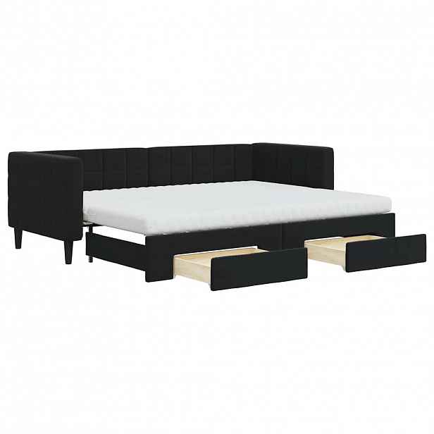 vidaXL Válenda s přistýlkou a zásuvkami černá 80 x 200 cm samet
