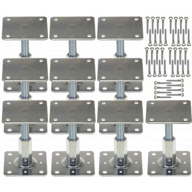 10X Podstavec Podpěry Sloupku 110x110 Kotvící Kolík Vertikálně Nastavitelný 90-160 MM Pl