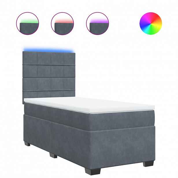 vidaXL Box spring postel s matrací tmavě šedá 90x200 cm samet