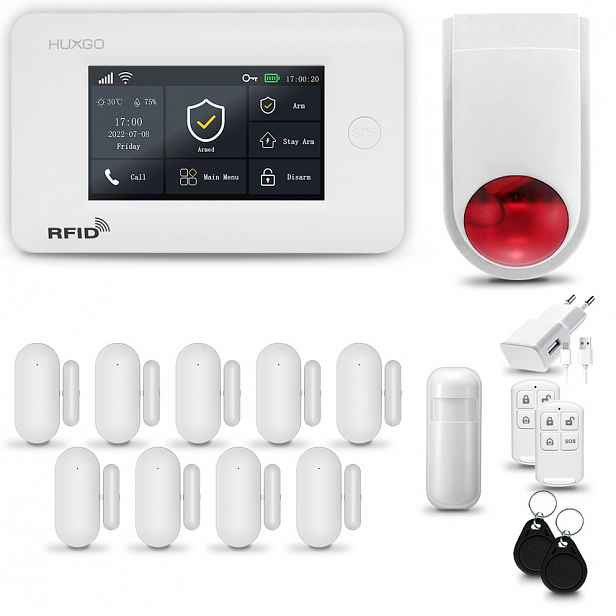 Bezdrátový alarm Gsm 4G WiFi s aplikací Tuya, sada Huxgo HXA006 D9WS