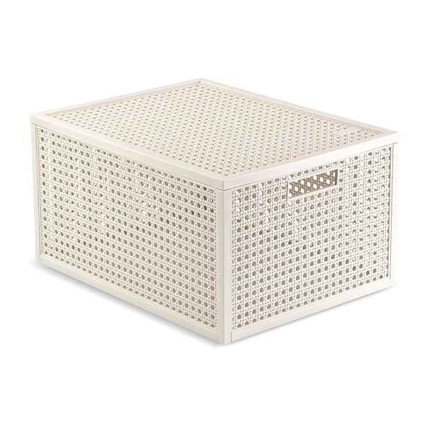 Krémový úložný box s víkem z recyklovaného plastu 30x38x21 cm Kaya – Curver
