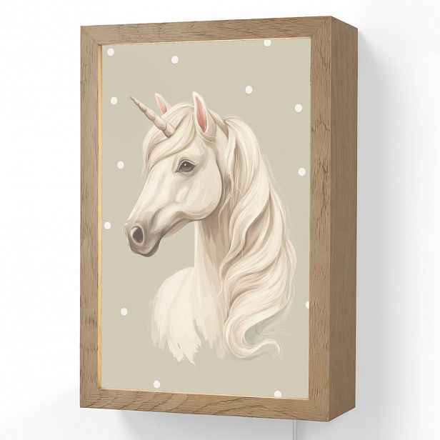 OnlyWow NÁSTĚNNÁ LAMPA Jednorožec - bílý - tečky 20x30 cm