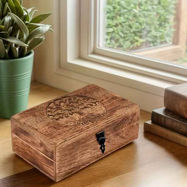 TEMU Úložný box Ručně vyráběné dřevěné života Vyřezávaná krásná suvenýrová krabička Organizér na šperky Unikátní tipy na dárky pro muže a ženy (Práce