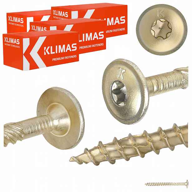 Tesařské vruty Torx 5x60 mm 600 ks talířové na dřevo Klimas Wkcp