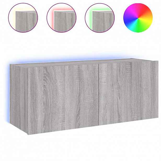 vidaXL Nástěnná TV skříňka s LED osvětlením šedá sonoma 100x35x41 cm