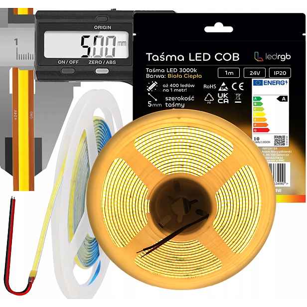 Led páska Neon Cob 24V 5 m 400 diod 3000K Bílá Teplá Tenká 5MM Světlá